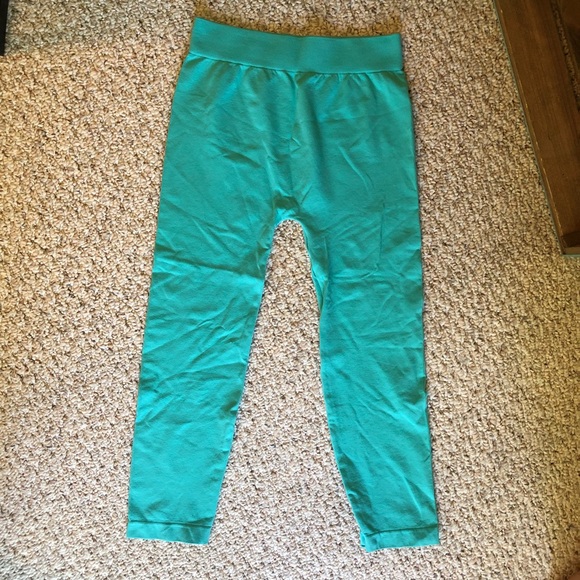 Teal Stretchy Crop Leggings EUC - Picture 1 of 3